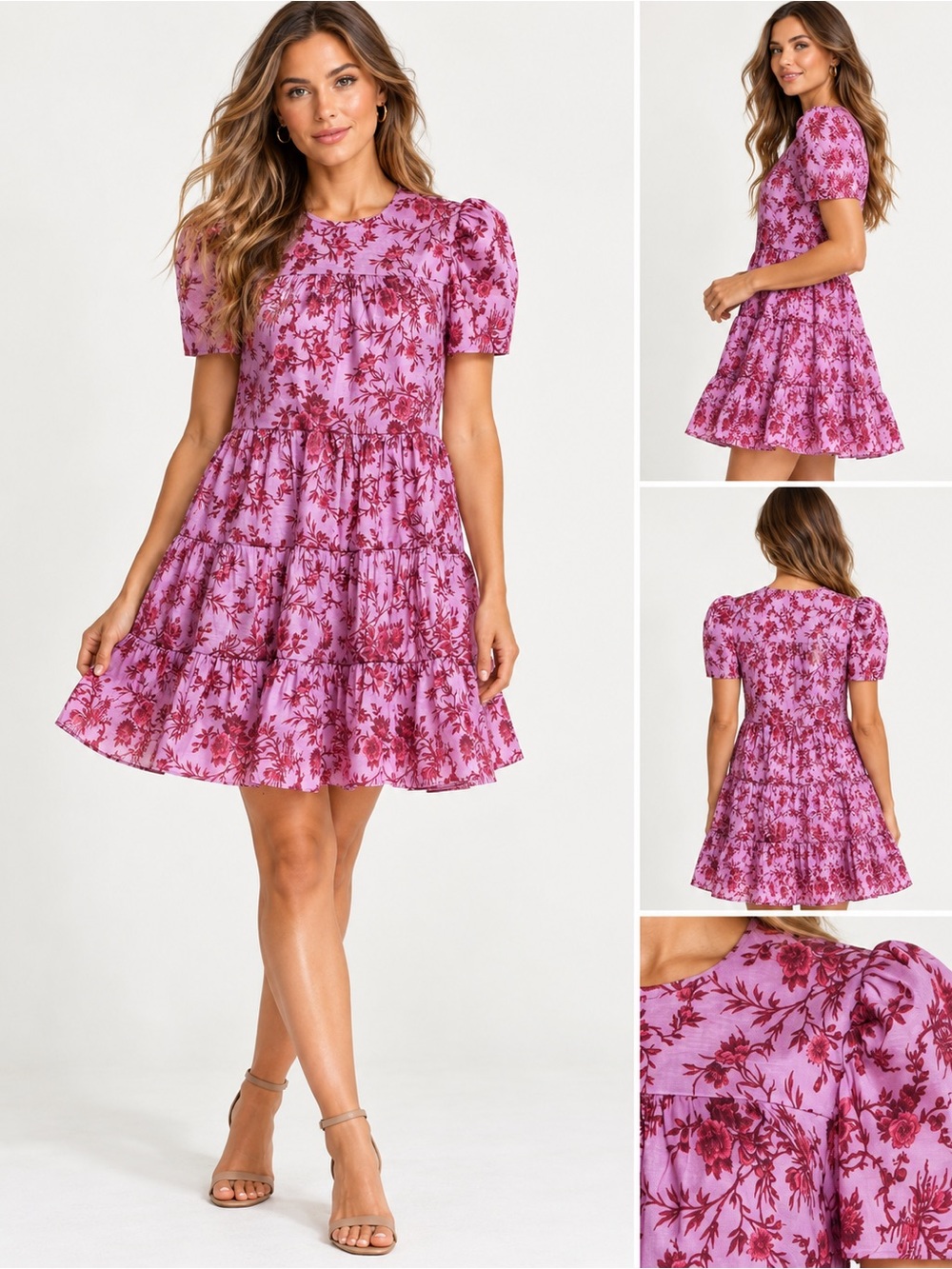 LIKELY Floral Mini Dress in Pink & Purple Like New Size 6